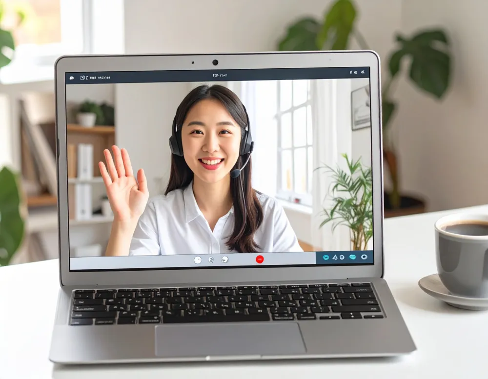 Japanese teacher conducting an online JLPT N1 lesson